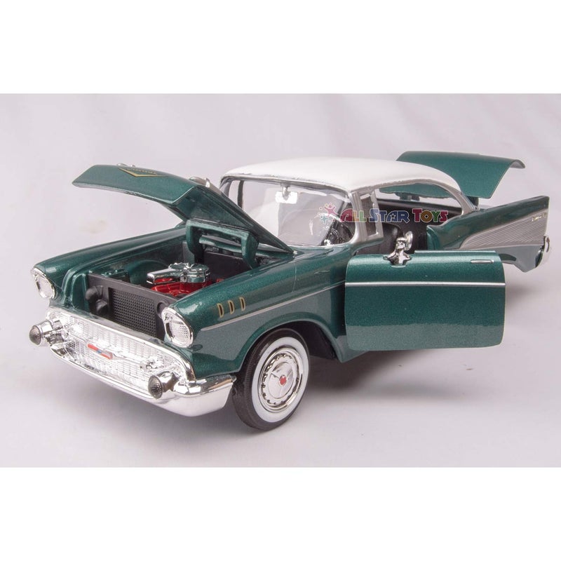 MOTORMAX 1957 Chevy Bel Air Green 1/24 Scale Diecast Model Toy Car Motormax 73228 - Image 4